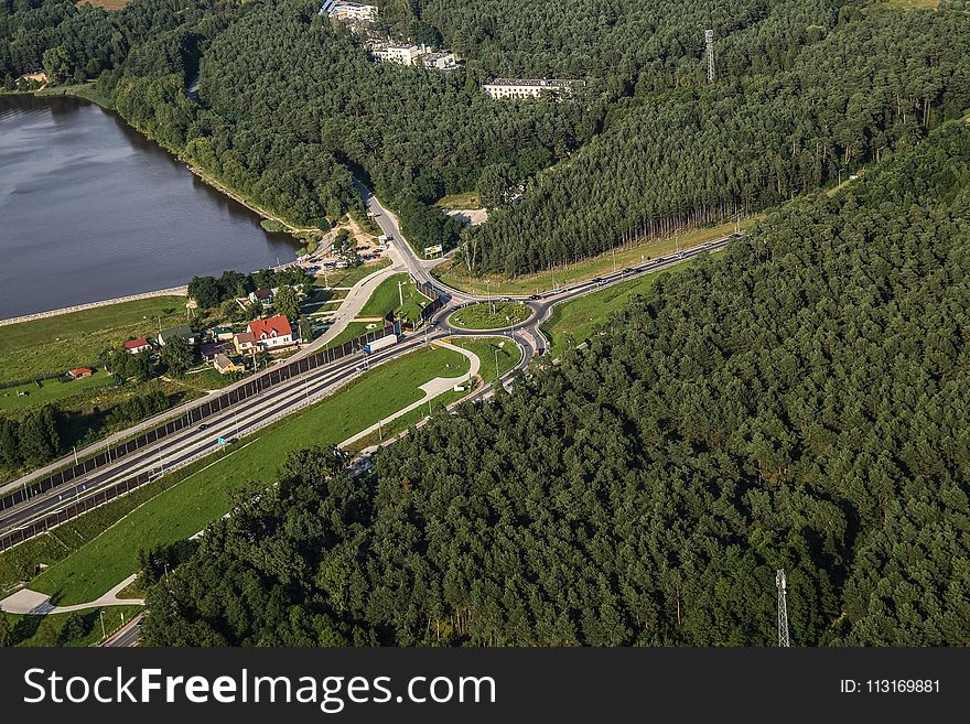 Aerial Photography, Road, Bird's Eye View, Waterway
