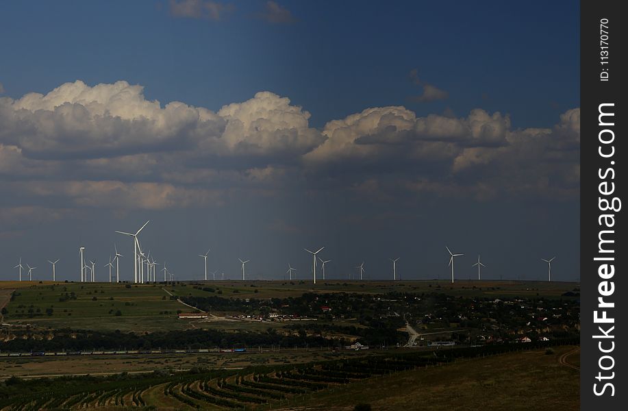 Wind Farm, Sky, Windmill, Wind Turbine
