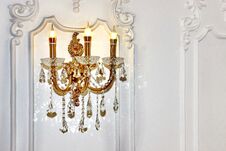 Vintage Chandelier Sconce Lamp With Candle Lights On Light Wall Royalty Free Stock Photos