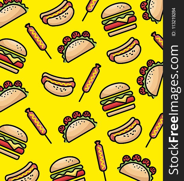 Fast food pattern background vector illustration design