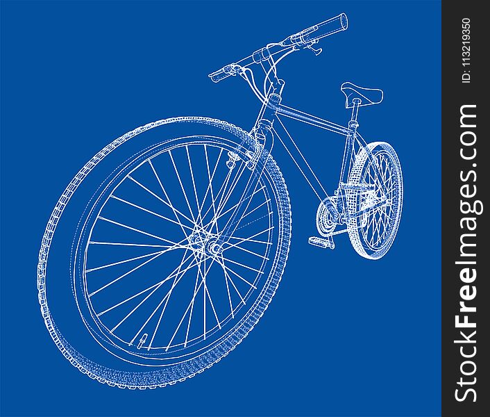 Bicycle Blueprint 3d Illustration