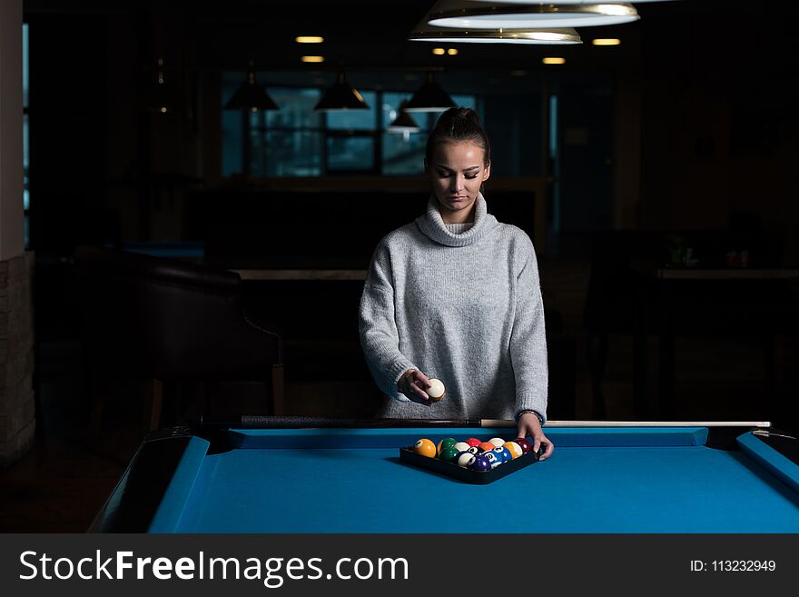 Portrait Of A Young Woman Concentration On Ball. Portrait Of A Young Woman Concentration On Ball