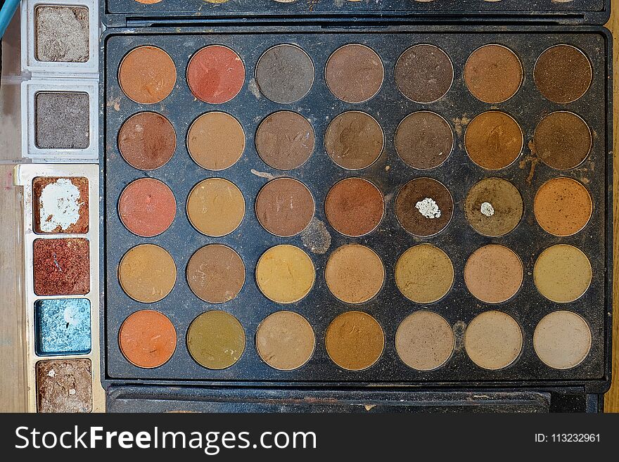 Set with a color palette for a shadow make-up for eyes. Set with a color palette for a shadow make-up for eyes