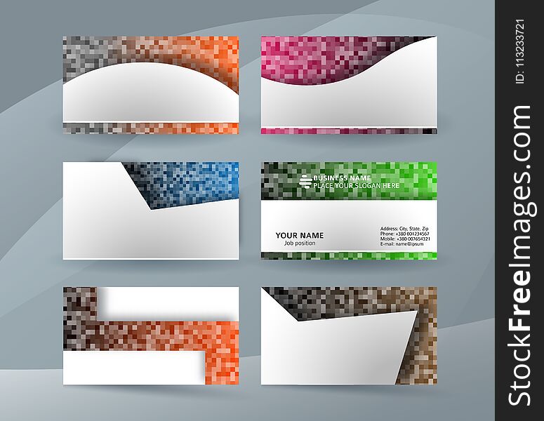 Abstract professional and designer business card template or clear & minimal visiting card set, name card white background with colors MOSAIC SQUARE. Vector illustration EPS 10 for presentation slide. Abstract professional and designer business card template or clear & minimal visiting card set, name card white background with colors MOSAIC SQUARE. Vector illustration EPS 10 for presentation slide