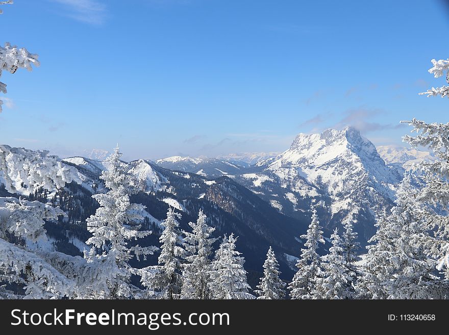 Mountainous Landforms, Mountain Range, Winter, Sky