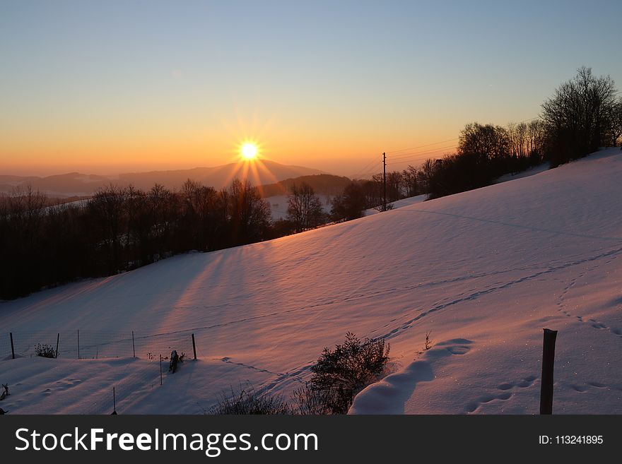 Sky, Winter, Snow, Sunrise