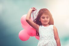 Happy Girl With Air Balloons Royalty Free Stock Photography