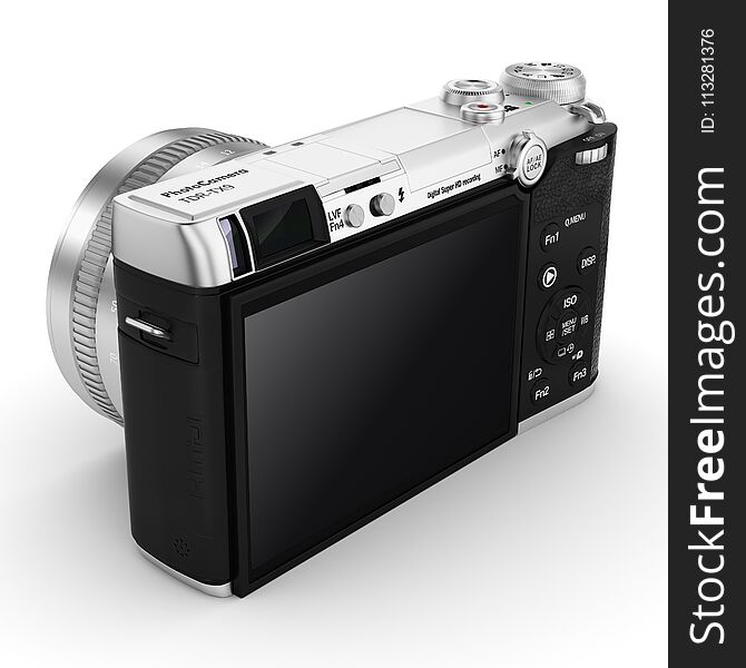 3d rendering modern digital camera on a white background. 3d rendering modern digital camera on a white background