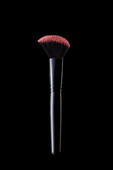 Makeup Brush On Black Background. Stock Photo