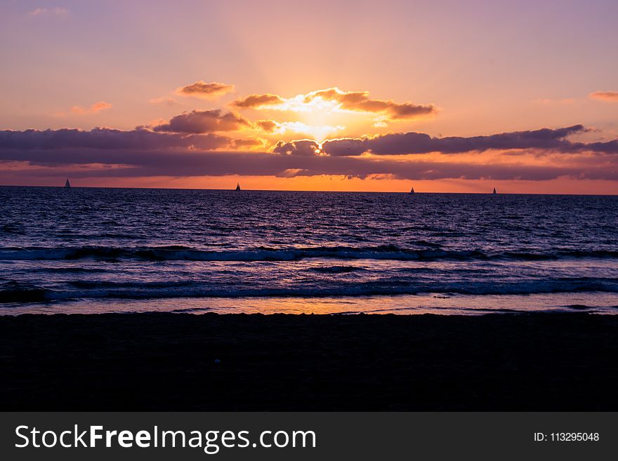 Beach Side Photo During Sunset