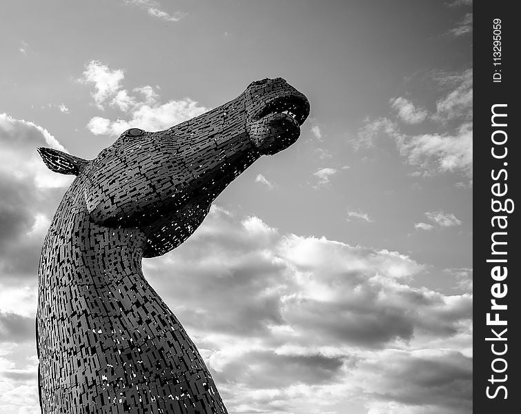 Grayscale Photography of the Kelpies