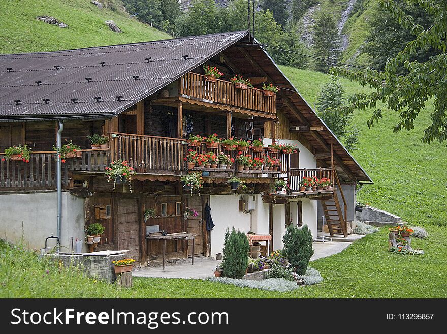 A traditional style farmhouse built in the Hautes Alpes in Savoy. A traditional style farmhouse built in the Hautes Alpes in Savoy