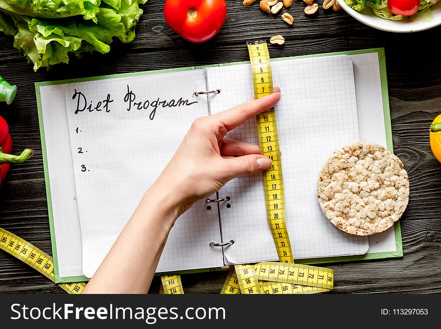 Concept diet, slimming plan with vegetables top view mock up