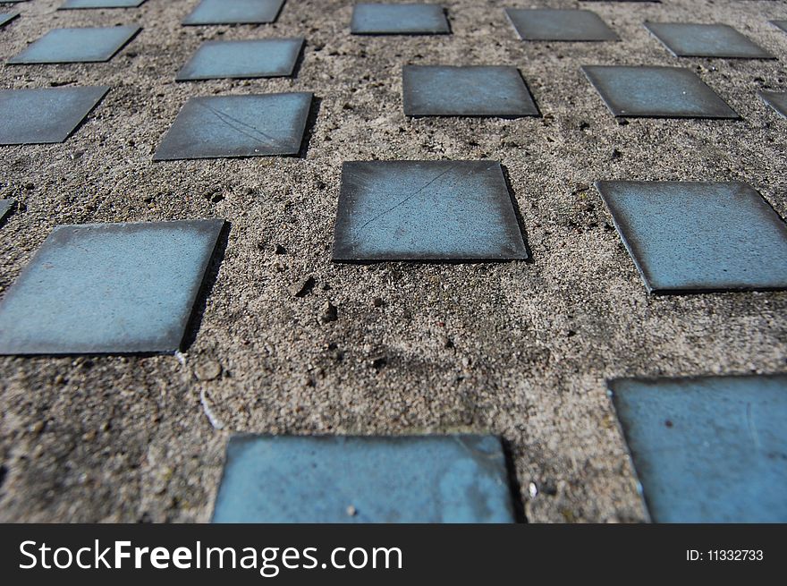 Pattern of blue tiles in Amsterdam