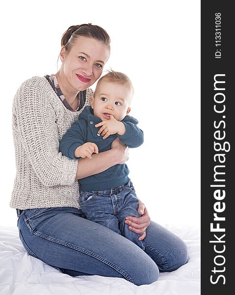 Human baby in front of white background. Human baby in front of white background