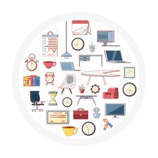 Work Time Elements Icons Stock Photo