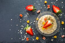 Breakfast Oatmeal With Strawberries And Dried Fruits Stock Images