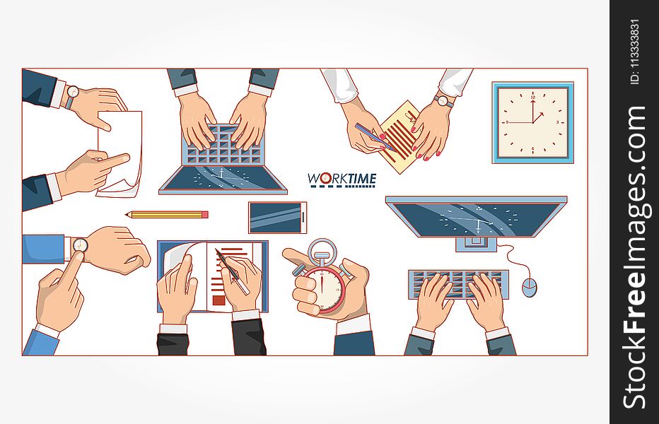 Work time elements icons vector illustration design