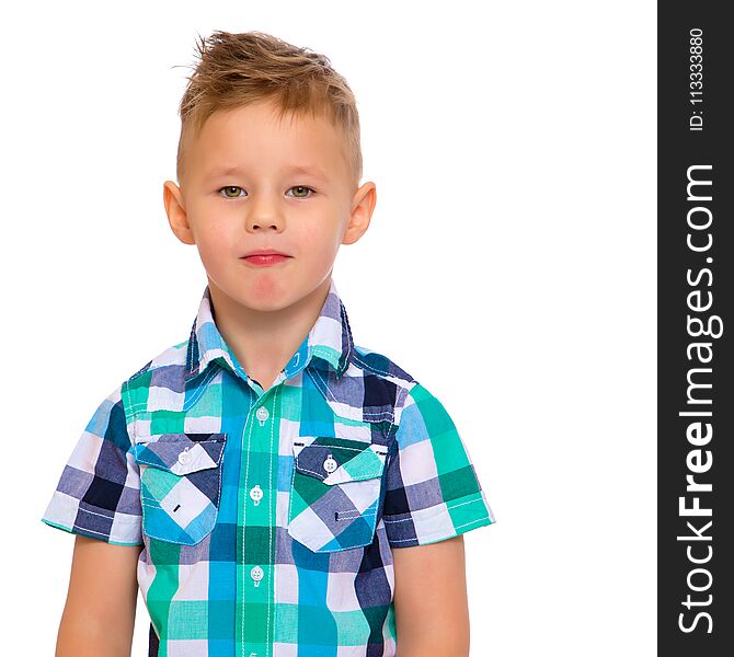 Portrait Of Little Boy Close-up, Isolated.