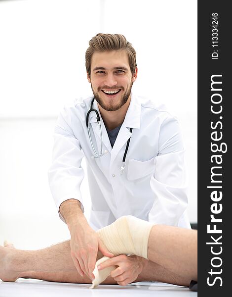 Doctor rejoicing in the recovery of the patient.the concept of medical care