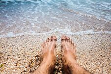 Feet In The Sea Water. Royalty Free Stock Image