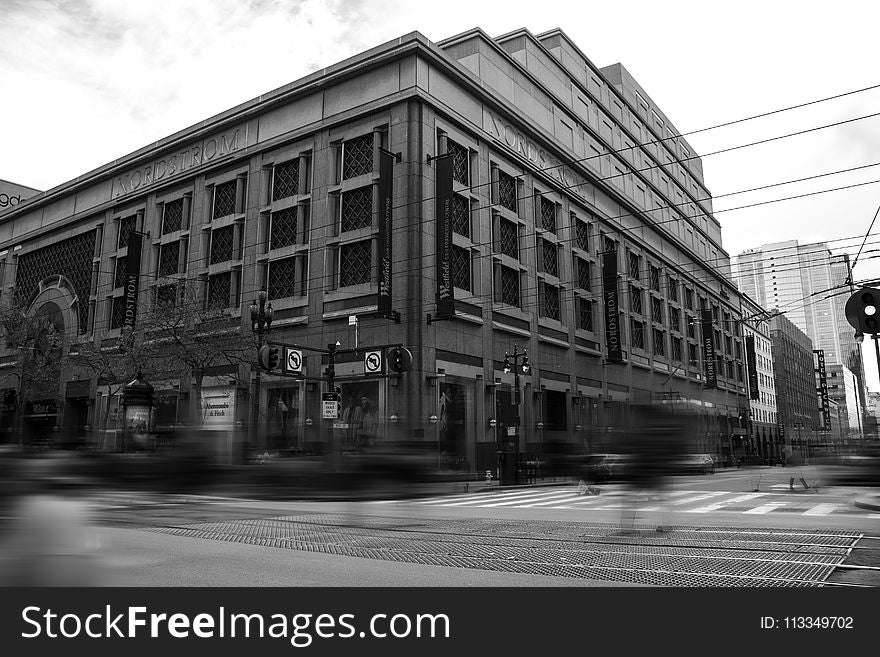 Grayscale Photography of City Building