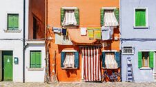 Picturesque Facades Of Houses In The Island Of Burano, Venice Stock Images Picturesque Facades Of Houses In The Island Of Burano, Venice Stock Images