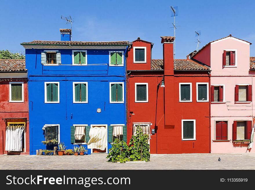 Colorful houses Burano Island, Venice.