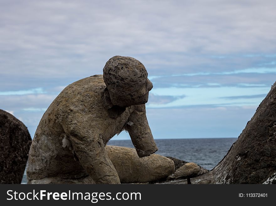 Rock, Sculpture, Sky, Statue