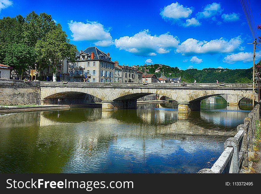 Reflection, Bridge, Sky, Water