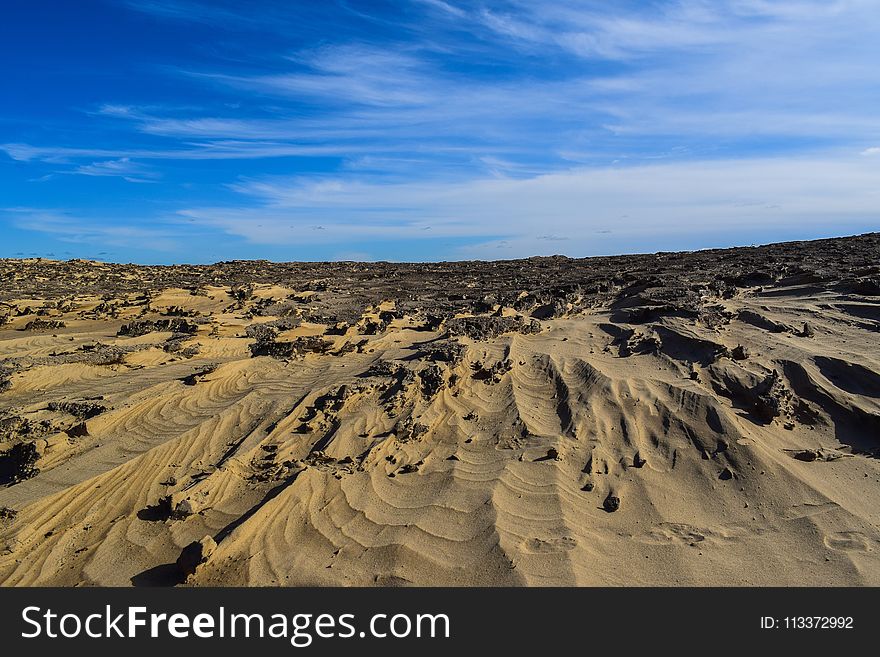 Sky, Sand, Badlands, Aeolian Landform