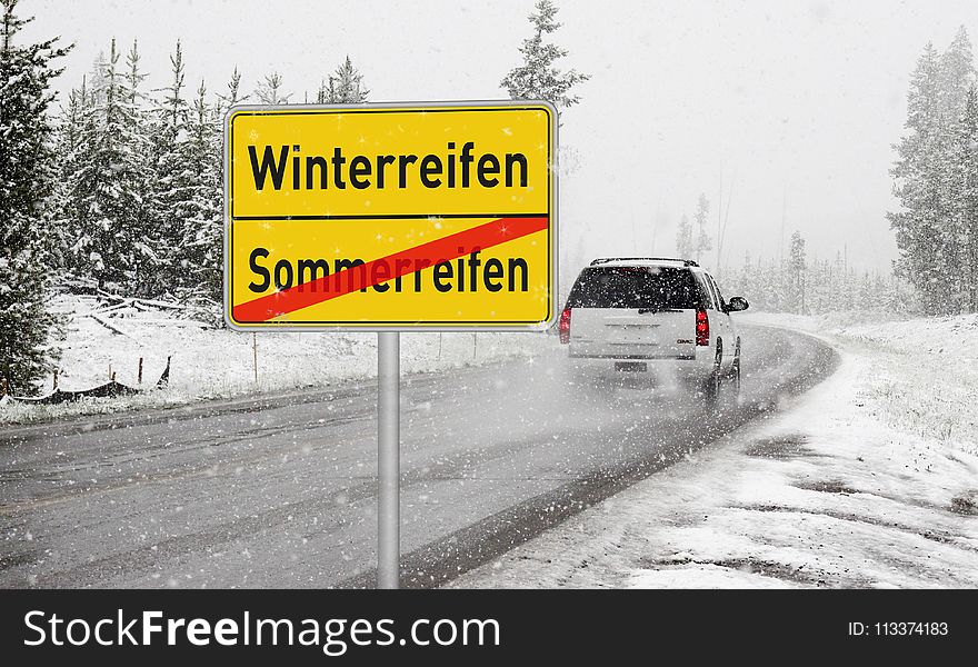 Motor Vehicle, Road, Snow, Winter