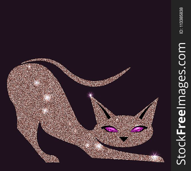 Gold rose cat with violet eyes. Jpg illustration