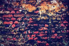 The Old Red Brick Wall Is Covered With Mold Stock Photos