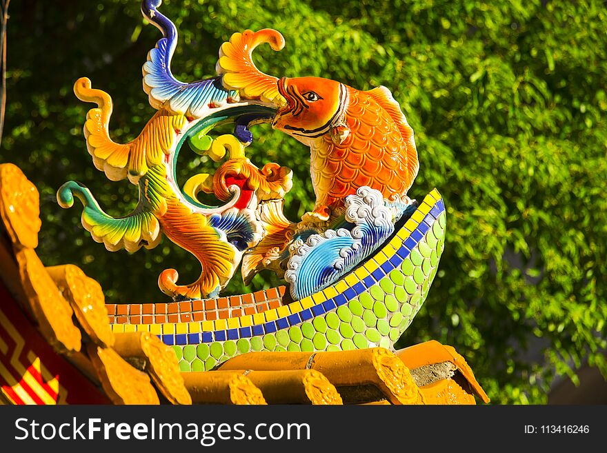 Chinese Religion, Temple Daikin Furnace, Mascot on top cover. Chinese Religion, Temple Daikin Furnace, Mascot on top cover