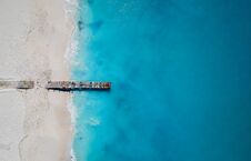 Drone Panorama Of Pier In Grace Bay, Providenciales, Turks And Caicos Royalty Free Stock Photos