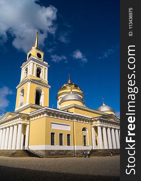 Epiphany Cathedral in Nilov Monastery on the lake Seliger, Tver region.