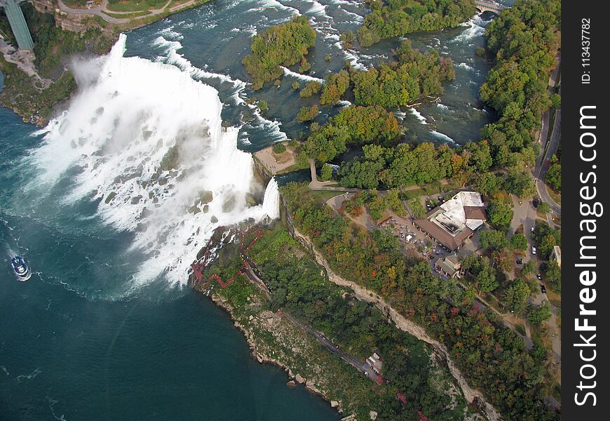 Niagara fall aerial view water river