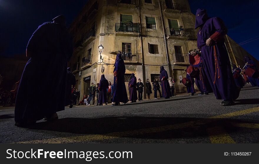 Easter procession celebrates on holy friday in Tarragona. Silence, tradition and religion in a very impressive and historic place. Easter procession celebrates on holy friday in Tarragona. Silence, tradition and religion in a very impressive and historic place