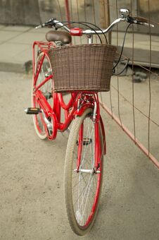City Bicycle With A Basket Stock Photo