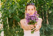 Girl With A Bouquet Of Flowers, Royalty Free Stock Images Girl With A Bouquet Of Flowers, Royalty Free Stock Images