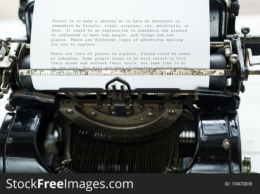 Paper Attached to Typewriter