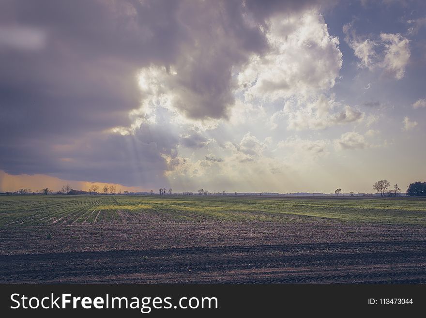 Photo of Green Field Under Cloudy Sky
