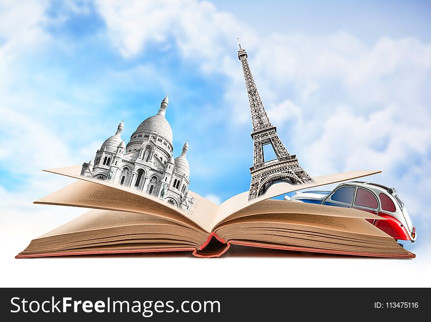 Open Book with monuments of Paris