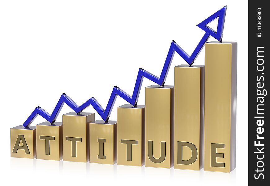 3d rendered rising attitude graph , isolated on white background