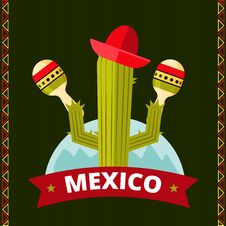 Funny Mexican Cactus Poster Design Stock Photo