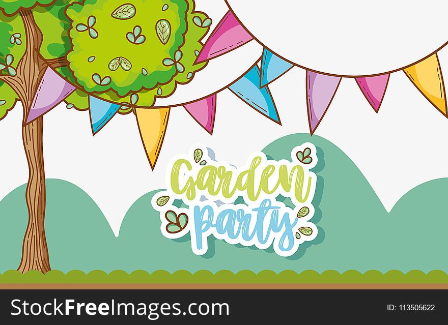 Garden party celebration cute cartoons vector illustration graphic design. Garden party celebration cute cartoons vector illustration graphic design