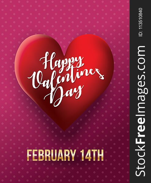 Valentines Day Card With Heart. Vector Illustration.