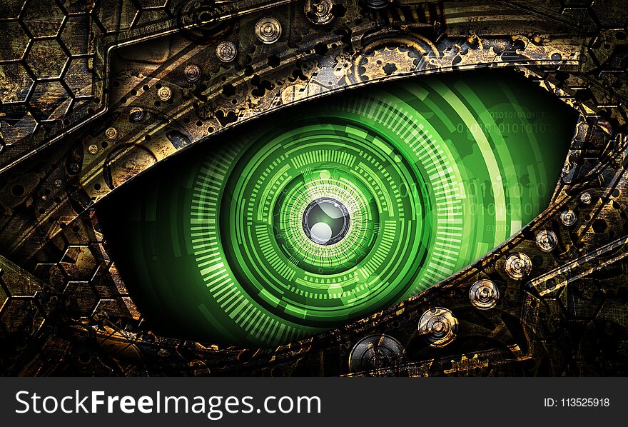 Old rust abstract robot eye background