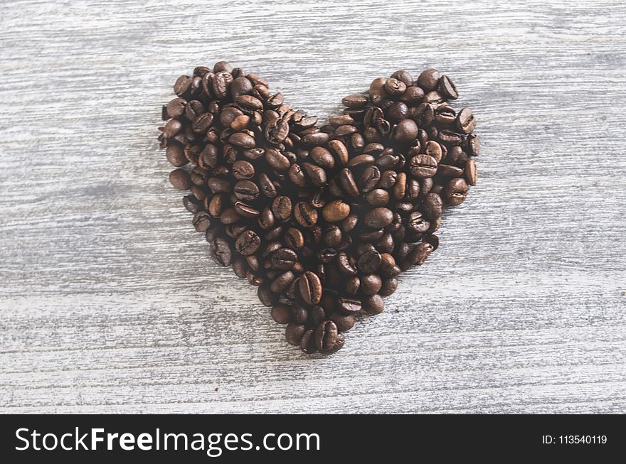 Flatlay Photo of Heart Shaped Coffee Beans